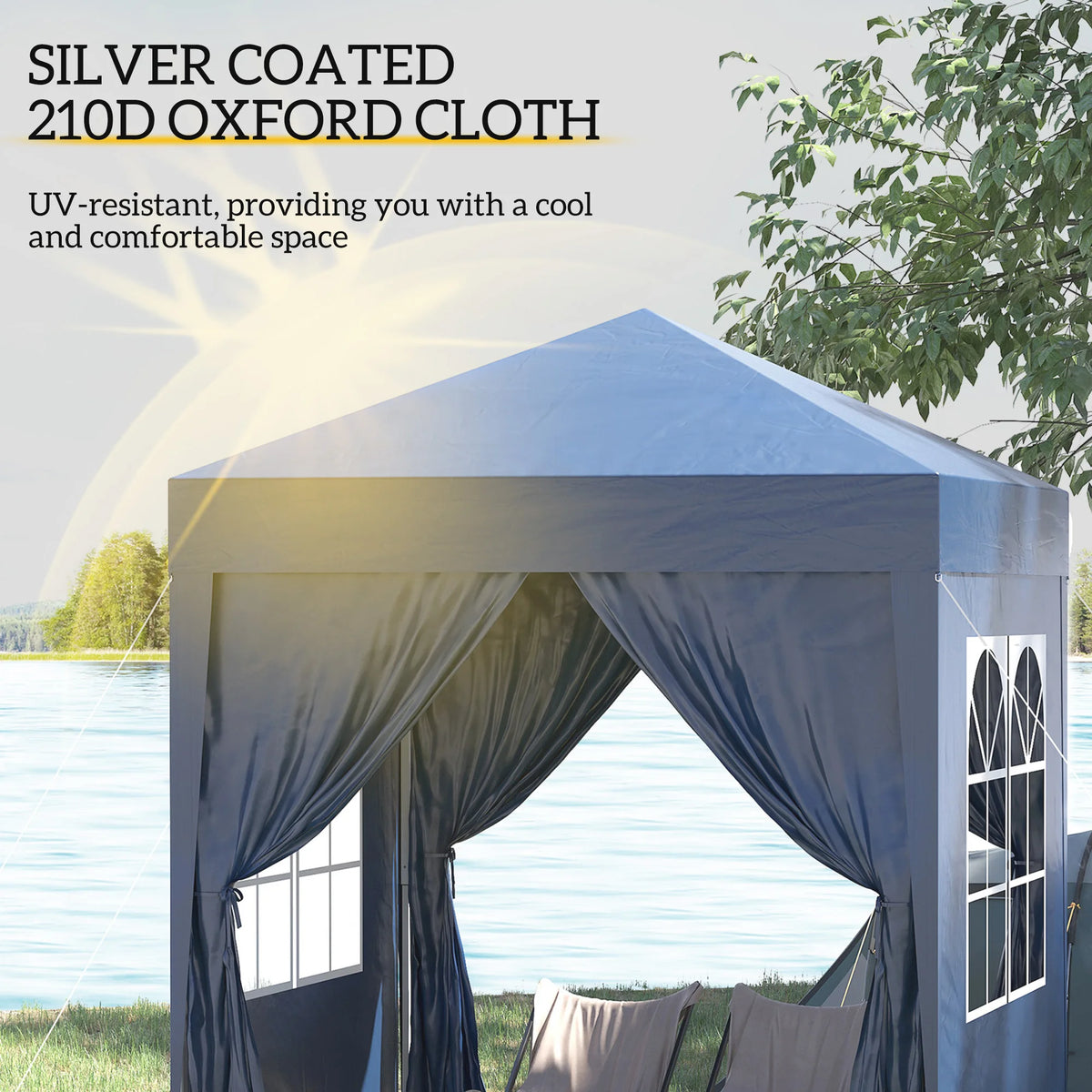 2 x 2 m Garden Pop Up Gazebo, Wedding Party Tent Marquee, Water Resistant Awning Canopy, Blue