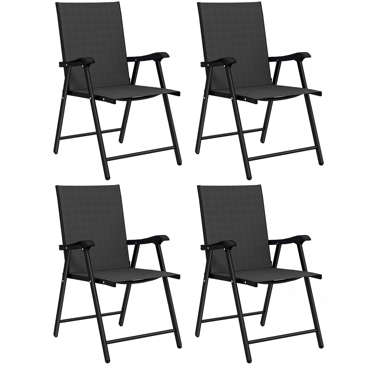 Folding Garden Chairs Set of 4 with High Back and Armrests