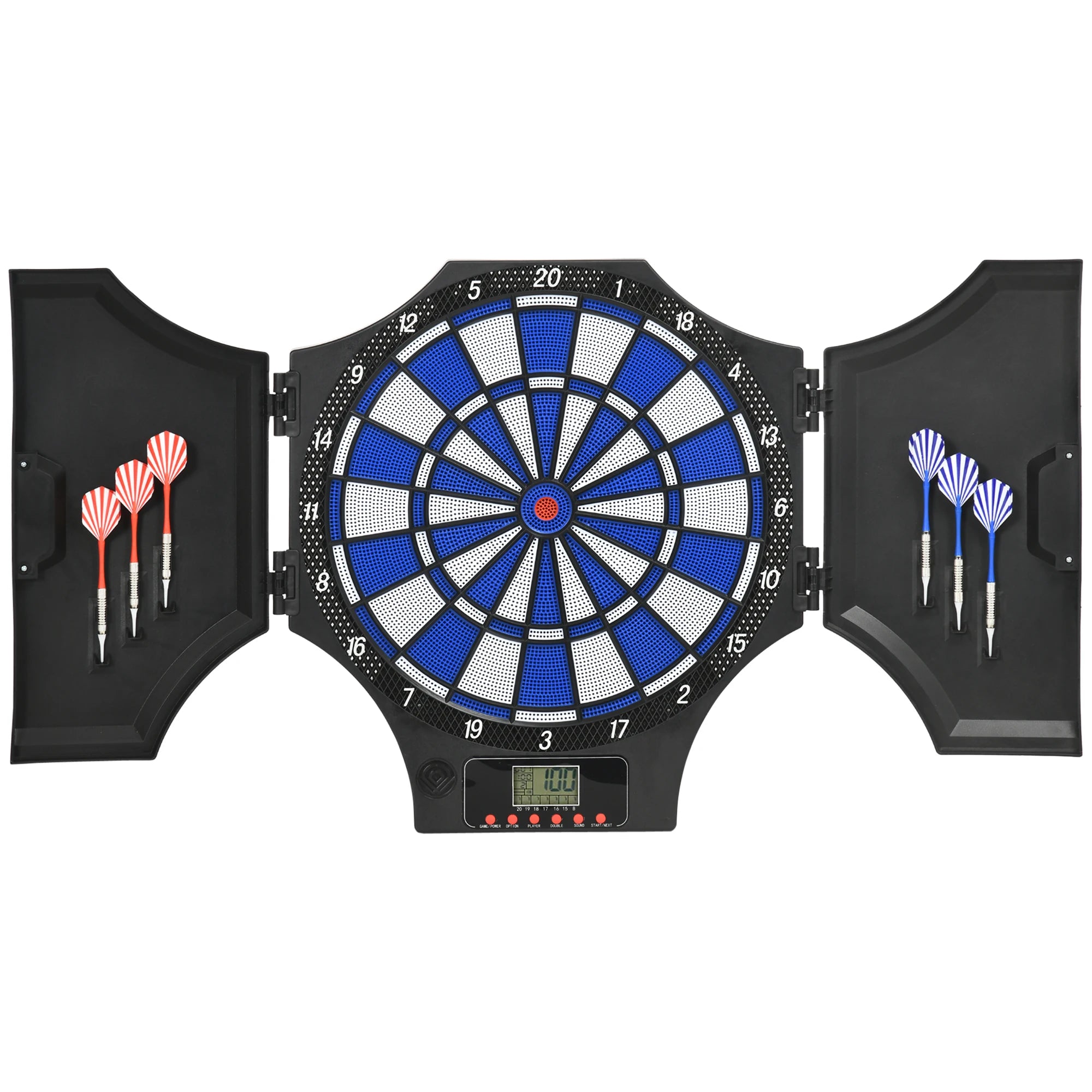 Electronic Dartboard Cabinet 31 Games 285 Programs LCD Display for 8 Players with 6 Soft Tip Darts Ages 6+