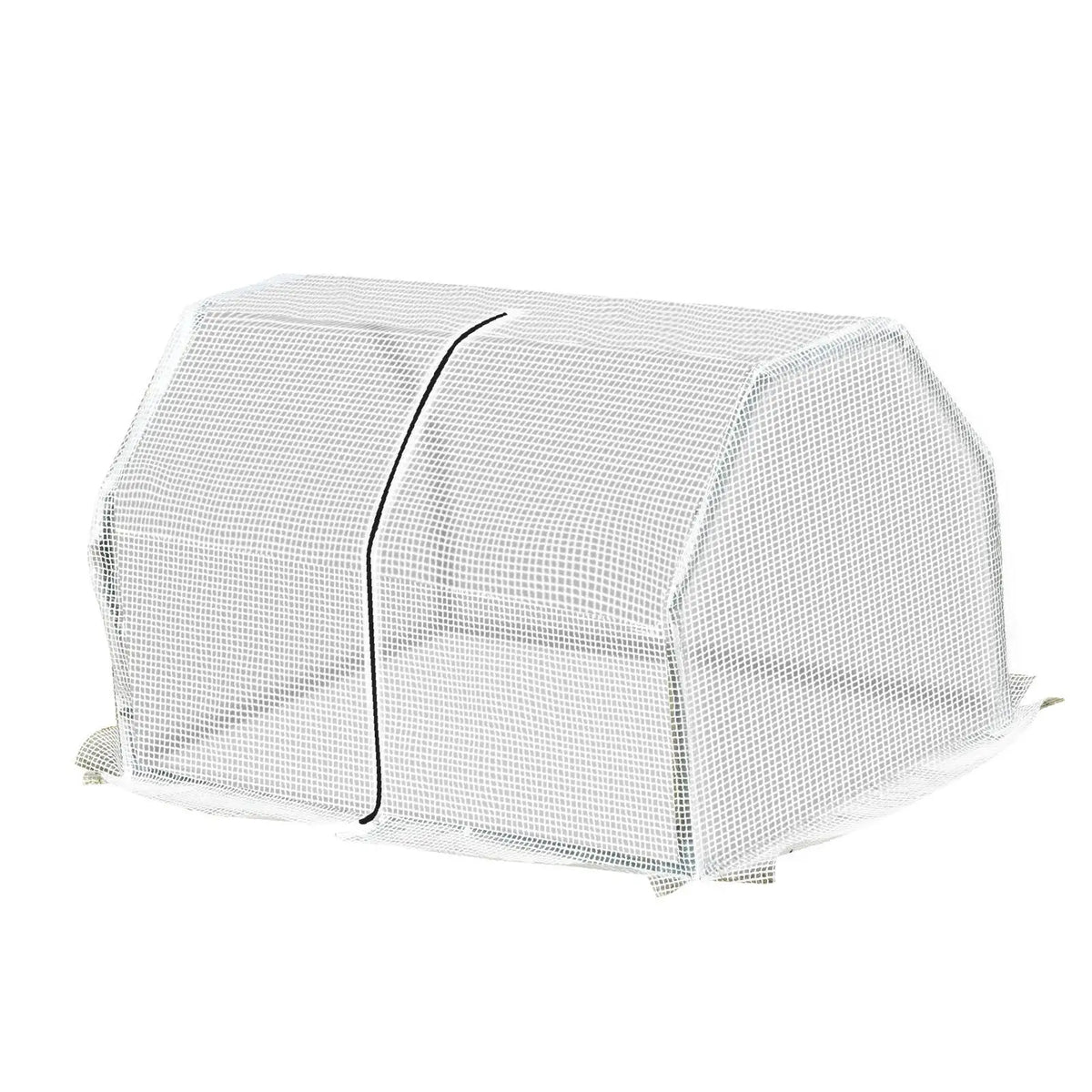 Mini Greenhouse 99x71x60cm White PVC Cover Steel Frame Zip Door for Balcony Patio Outdoor Planting