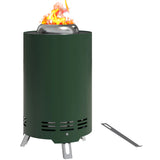 Smokeless Fire Pit 16cm Portable Stainless Steel Wood Burning Firepit with Poker Powder Coated Green