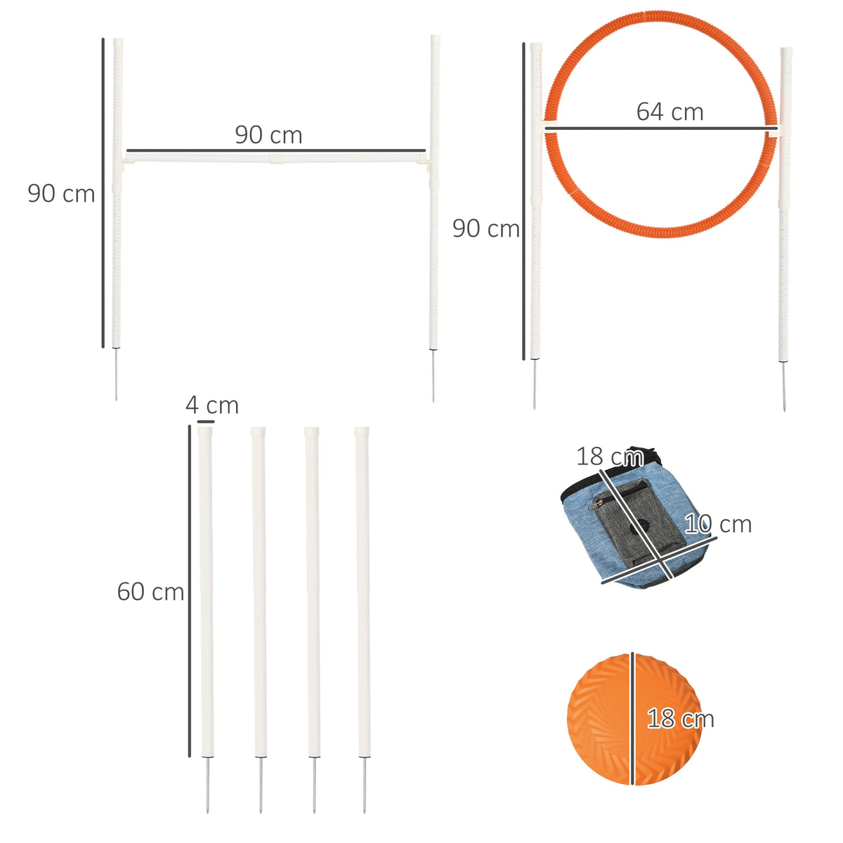 Five-Piece Dog Agility Training Set with Jump Hurdle, Ring and Weave Poles