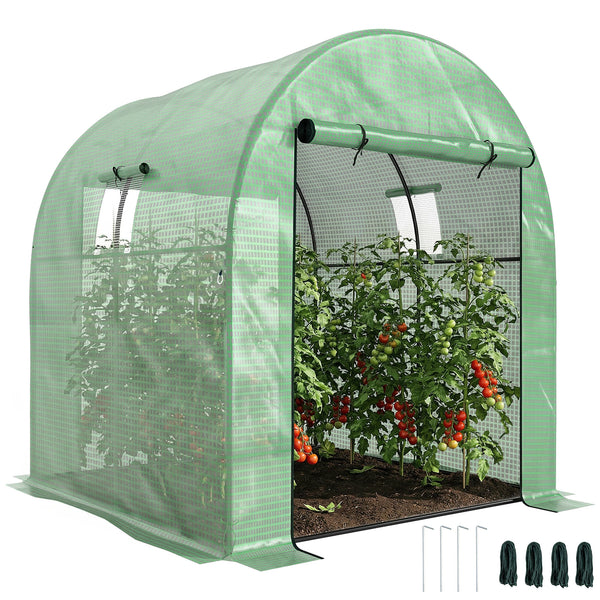 Polytunnel Greenhouse with UV-Resistant PE Cover, Walk-In Grow House, 1.8 x 1.8 x 2 m
