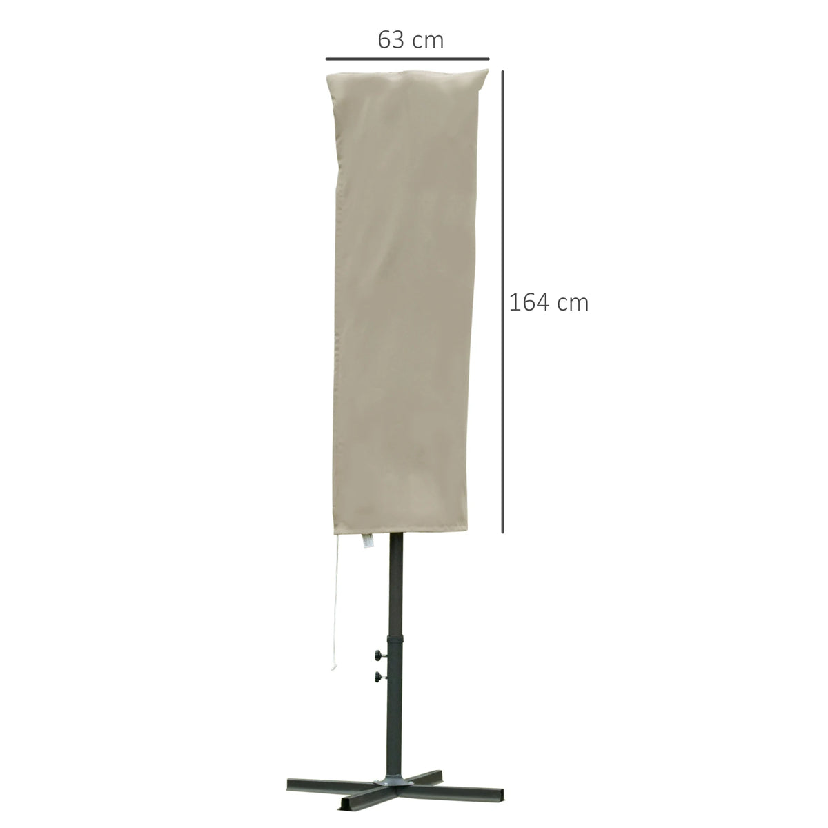 Garden Parasol Cover with Zip and Rod, Patio Umbrella Protector for 2–4m Parasols, Khaki