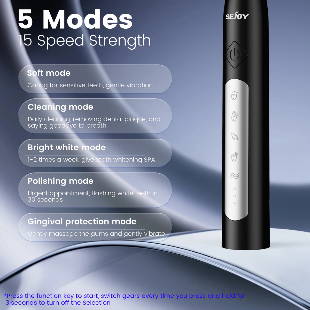 Electric Sonic Toothbrush with 10 Replacement Heads Rechargeable Waterproof Toothbrush