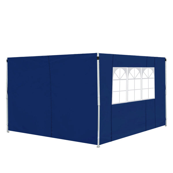 Gazebo Replacement Side Wall Panels Set of 2 with Window 3x2m Velcro Fixing PE Coated 210D Oxford Blue