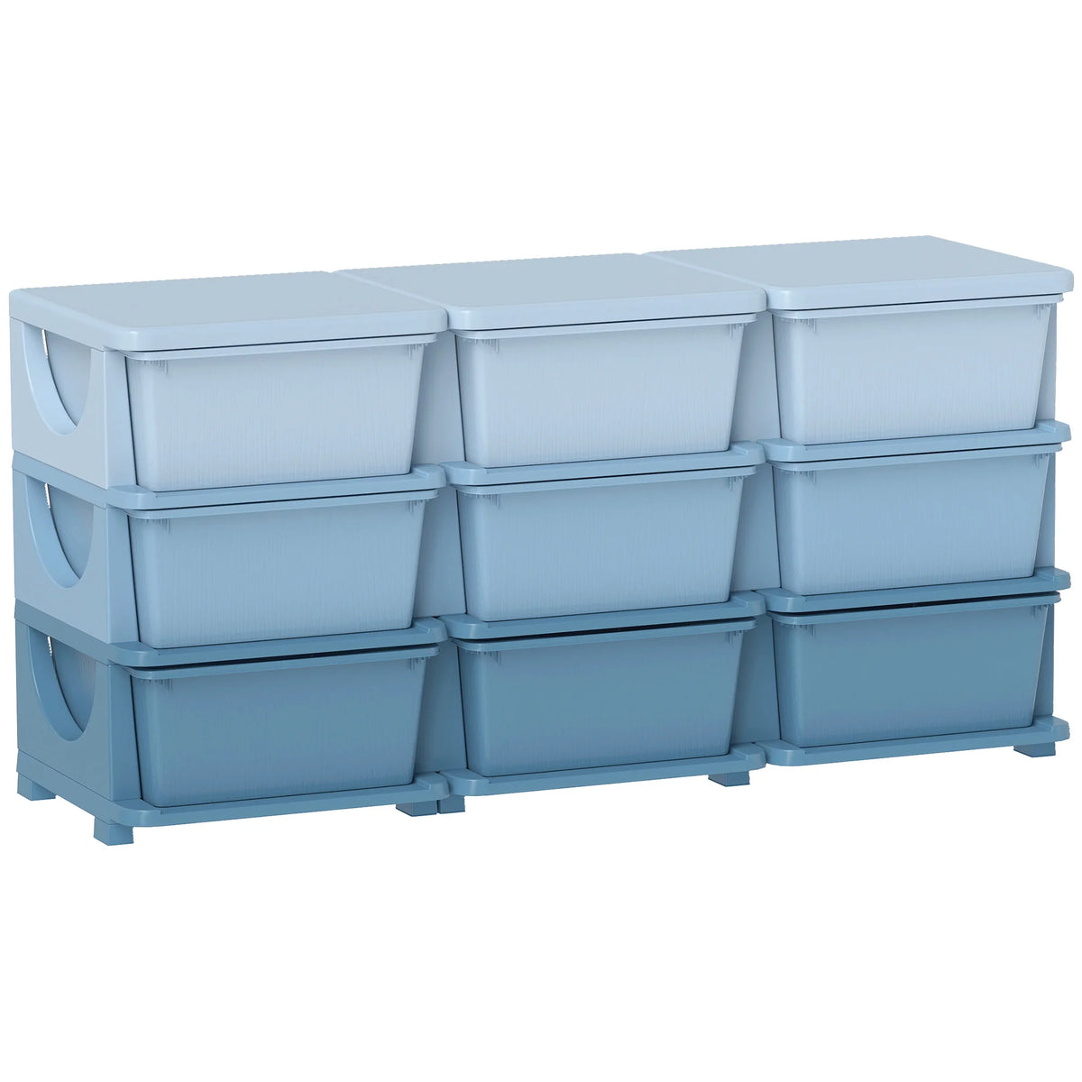 Kids 3 Tier Storage Drawer Unit with 9 Removable Drawers Plastic Chest Tower Rounded Edges