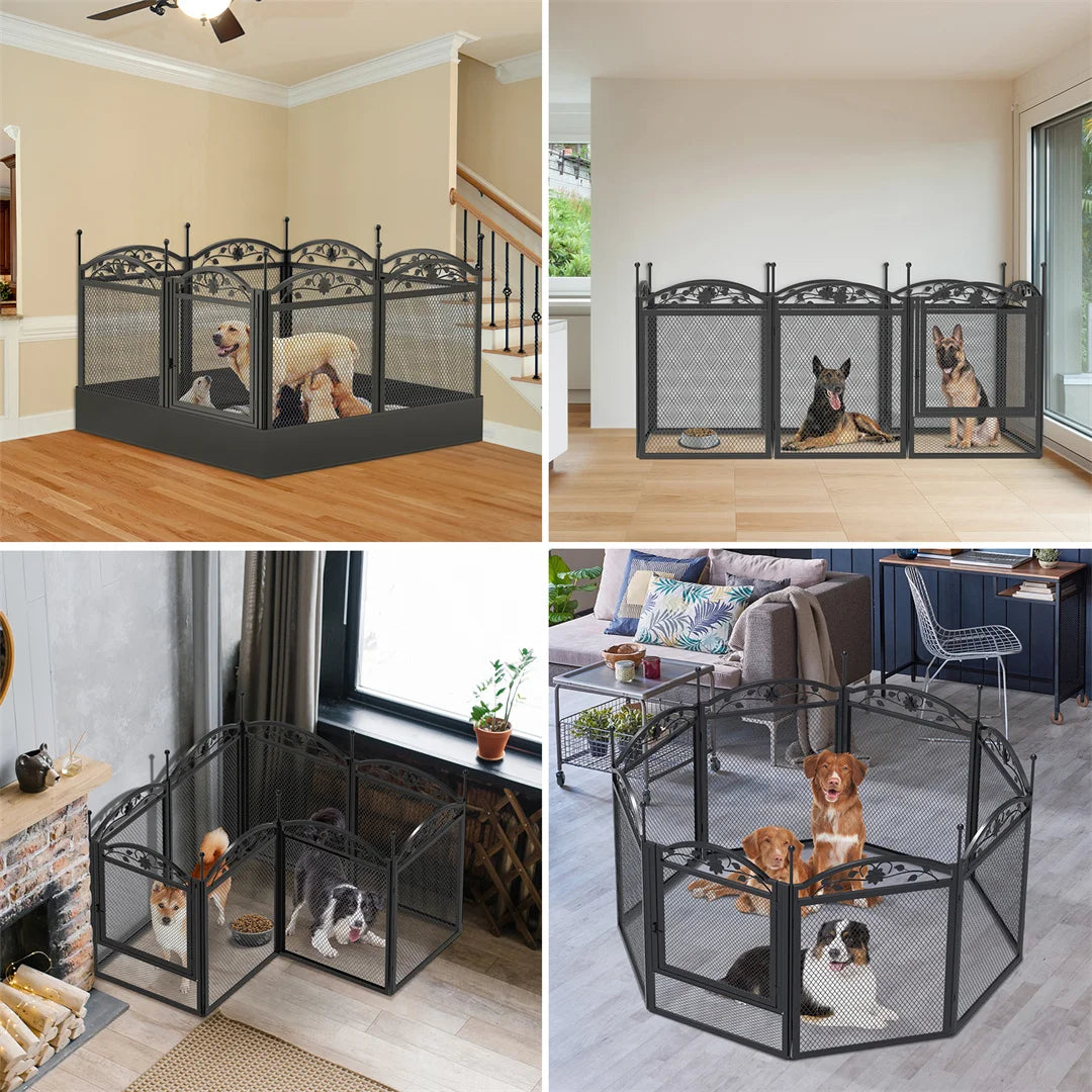 BINGOPAW 8 Panel DIY Heavy Duty Dog Playpen 126x126x88cm Waterproof Pad for Whelping Training Puppies