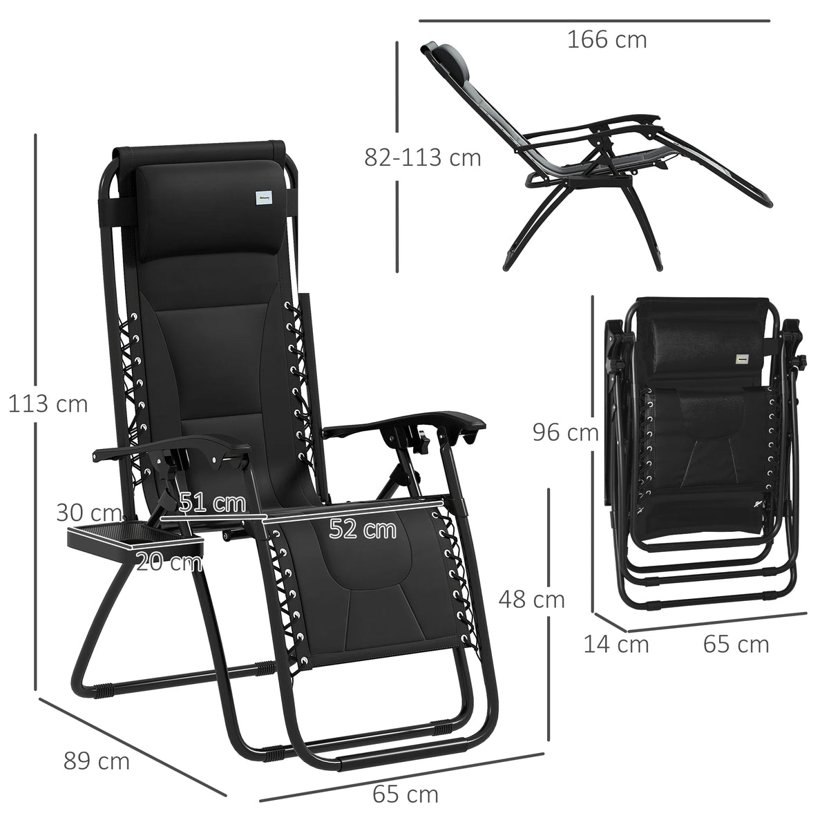Zero Gravity Lounger Chair, Folding Reclining Patio Chair with Padded Seat, Cup Holder, Soft Cushion