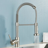 Pull Down Kitchen Faucet Brushed Gold – 2-Mode Spray Mixer Tap 360° Rotating Hot & Cold Sink Faucet