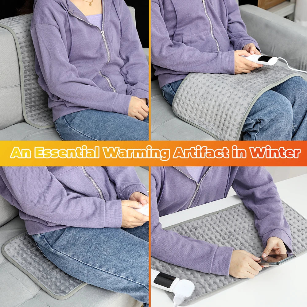Electric Heating Pad with 9 Heat Settings and 4 Timers, UK Plug
