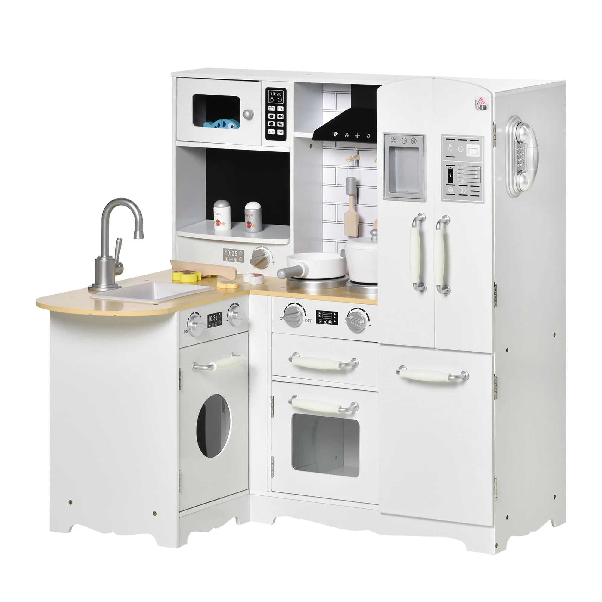 Kids Kitchen Playset with Full Accessories | White Toy Kitchen Set for Ages 3–6