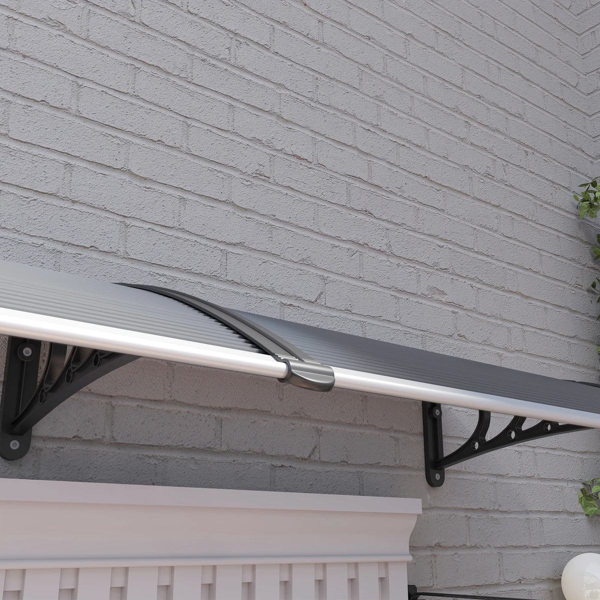Door Canopy Awning 196 x 75cm, Polycarbonate Rain Shelter for Doors and Windows