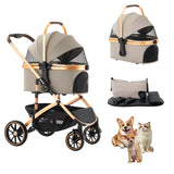 4 Wheel Pet Stroller 3-in-1 Convertible Removable Carrier Aluminium Frame for Small Medium Dogs Cats