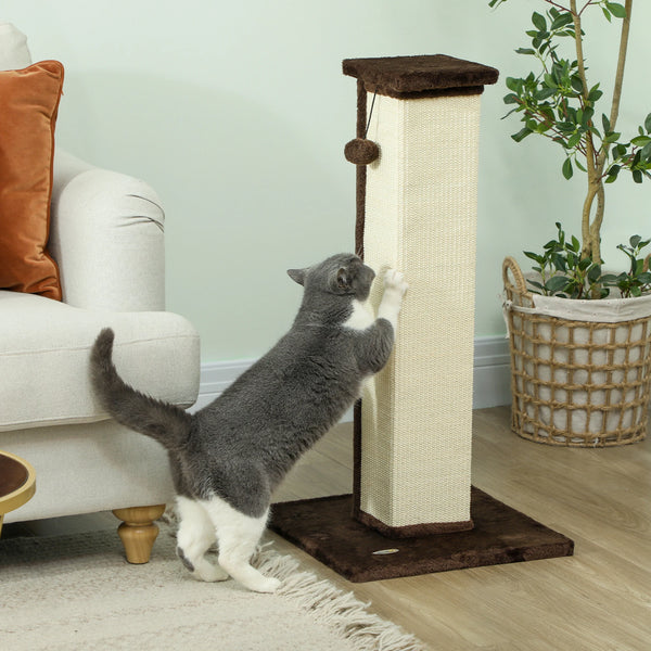 81cm Cat Scratching Post with Sisal Rope and Hanging Ball Toy