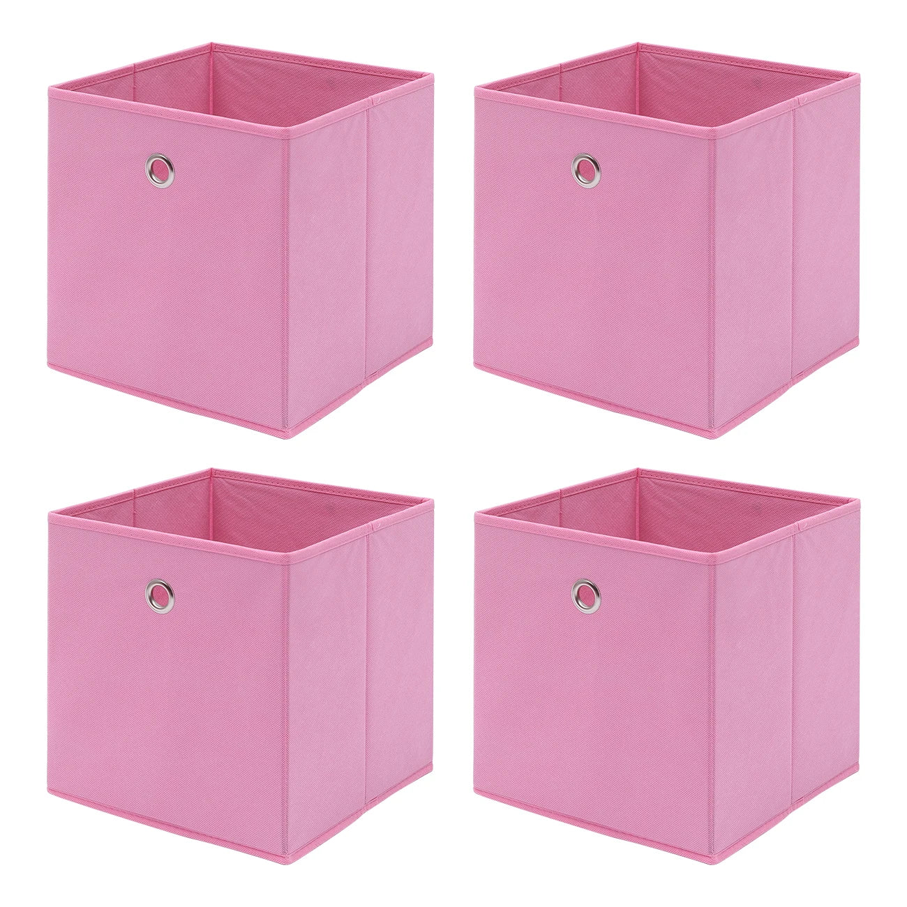 Pack of 4 Foldable Fabric Storage Cubes Boxes Non-Woven Wardrobe Organiser for Home Bedroom Closet