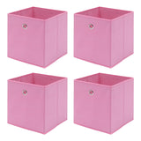 Pack of 4 Foldable Fabric Storage Cubes Boxes Non-Woven Wardrobe Organiser for Home Bedroom Closet