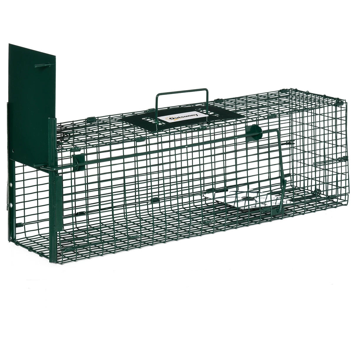 Single Door Rat Trap, Metal Cage Trap for Mice & Small Animals, Outdoor/Indoor, 60 x 18 x 20cm, Dark Green