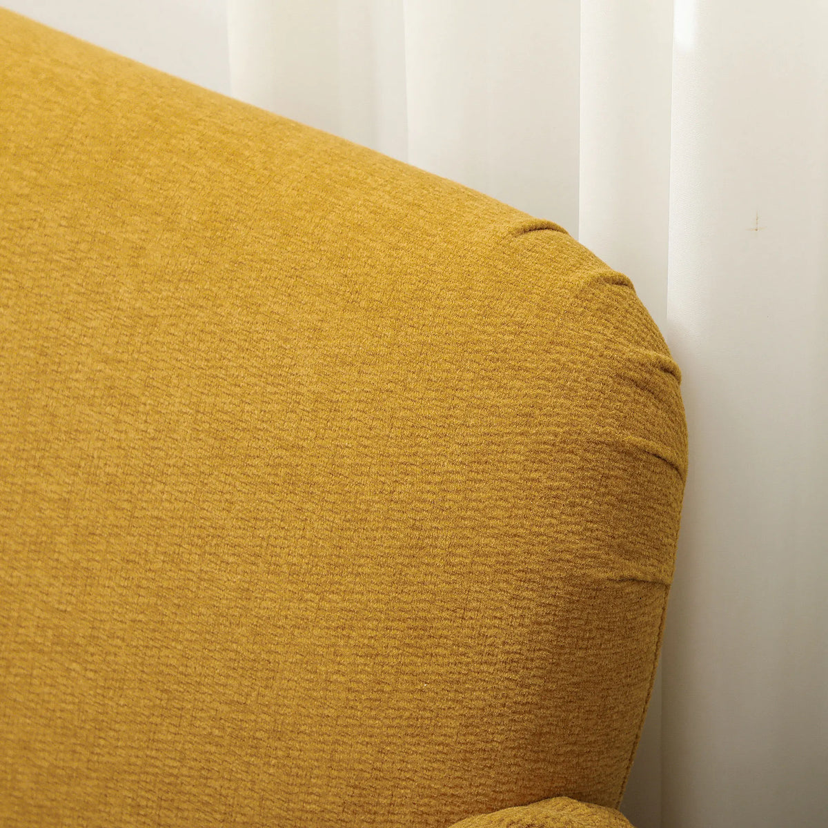 2 Seater Velvet Sofa with 21cm Padded Seat Armrests Solid Rubberwood Legs and Under Clearance Yellow