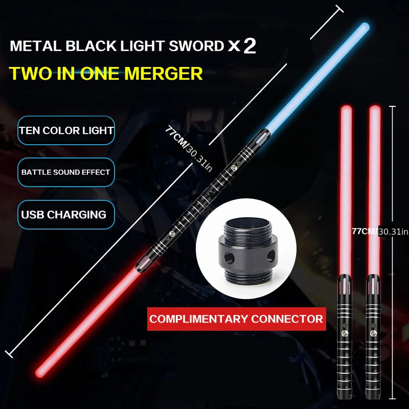 Light Up Saber 16 Colours RGB LED Laser Sword with Sound Effects Metal Handle Quiet Mode for Kids Cosplay and Christmas Gift