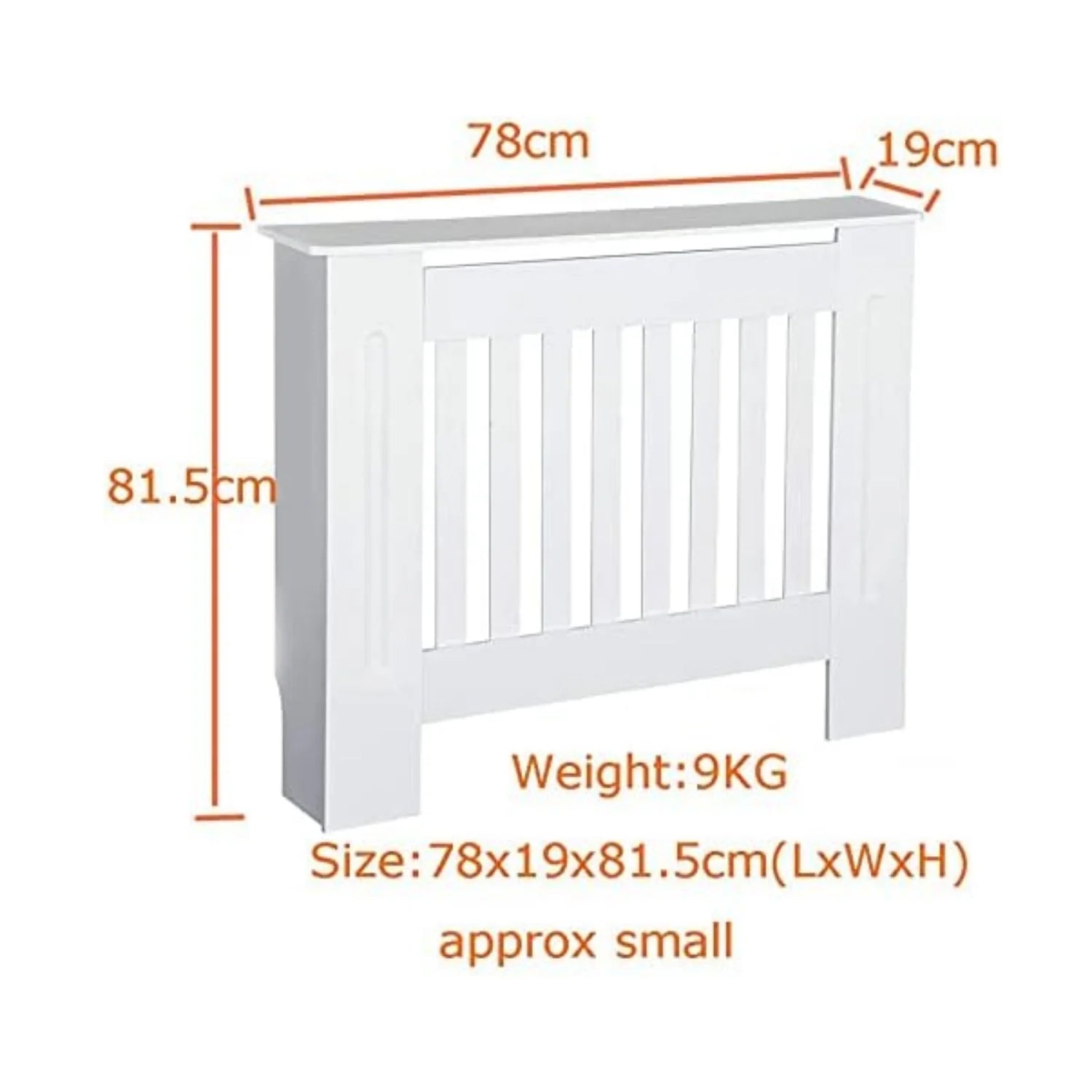 White MDF Radiator Cover Horizontal Striped Grille with Top Shelf Small Medium Large for Living Room Hallway