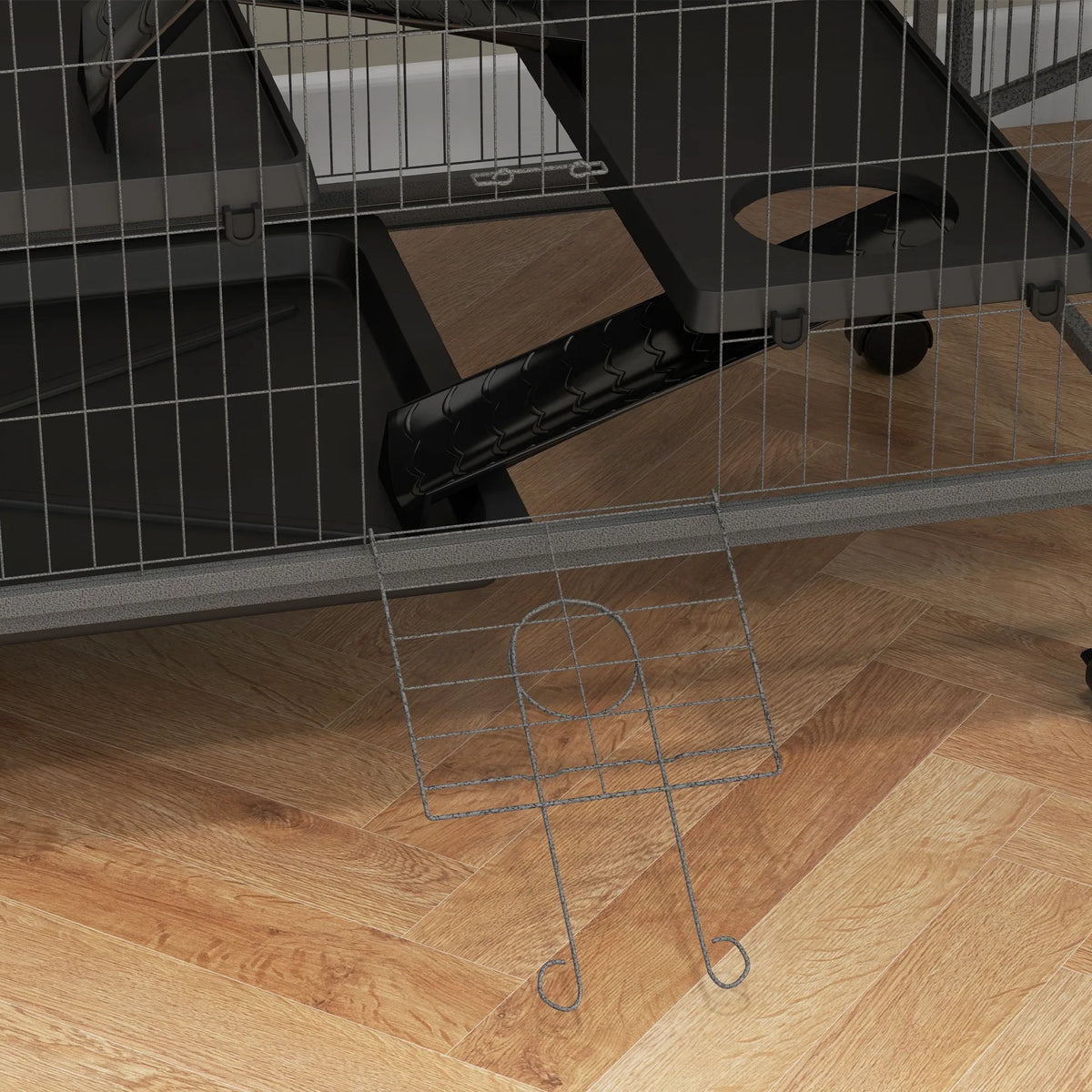 Small Animal Cage on Wheels with Hammock Multiple Platforms Ramps 4 Doors and Removable Tray