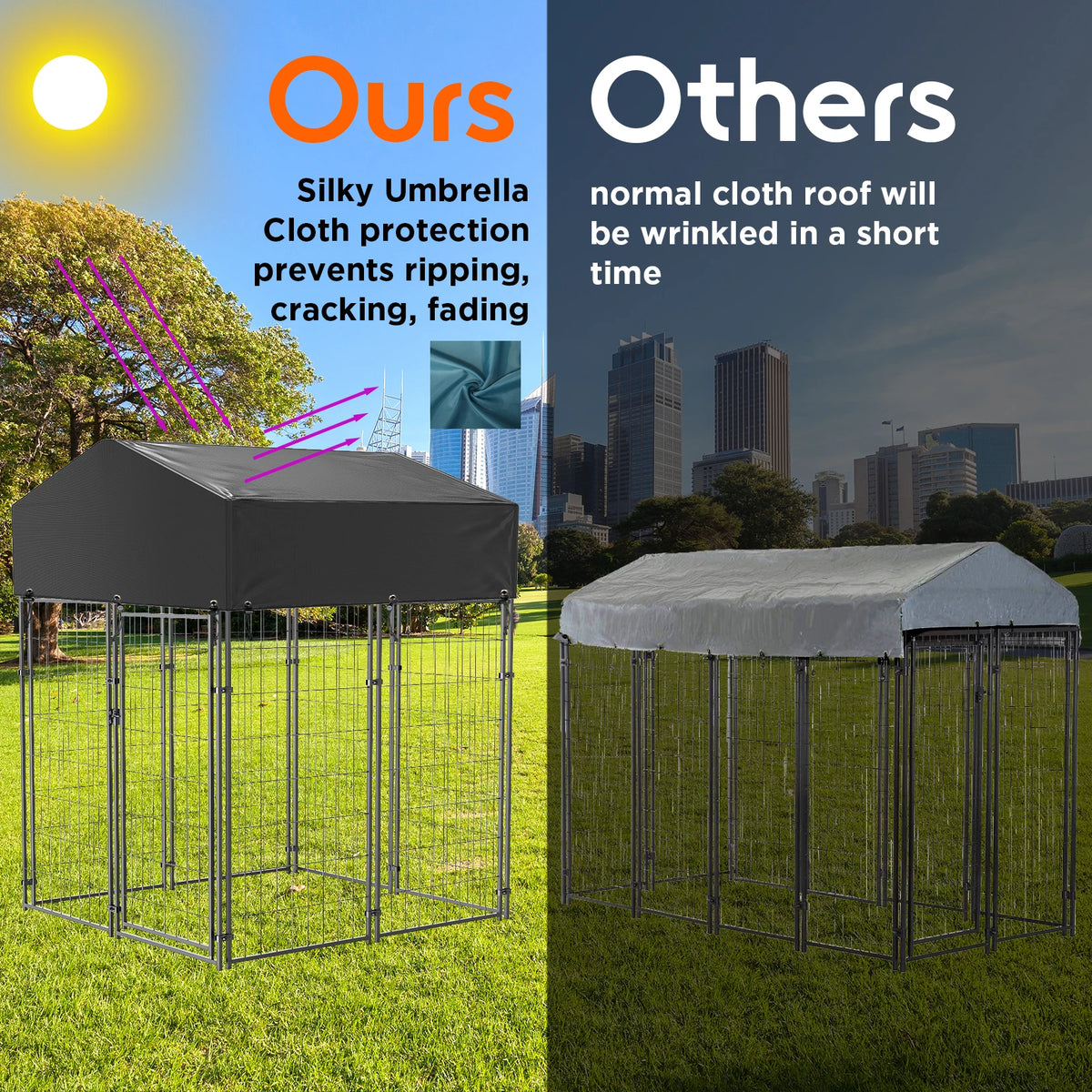 Oversize Dog Cage Pet Run Enclosure with Roof 127x120x134cm High Fence Kennel Outdoor Indoor