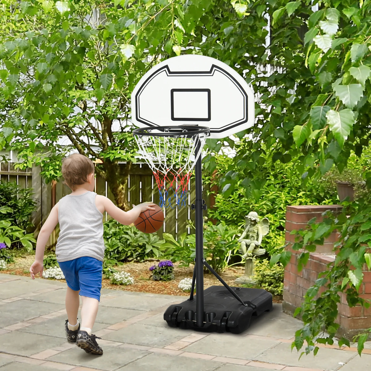 Portable Basketball Stand, 94-123cm Adjustable Hoop, Suitable for Poolside, Adults