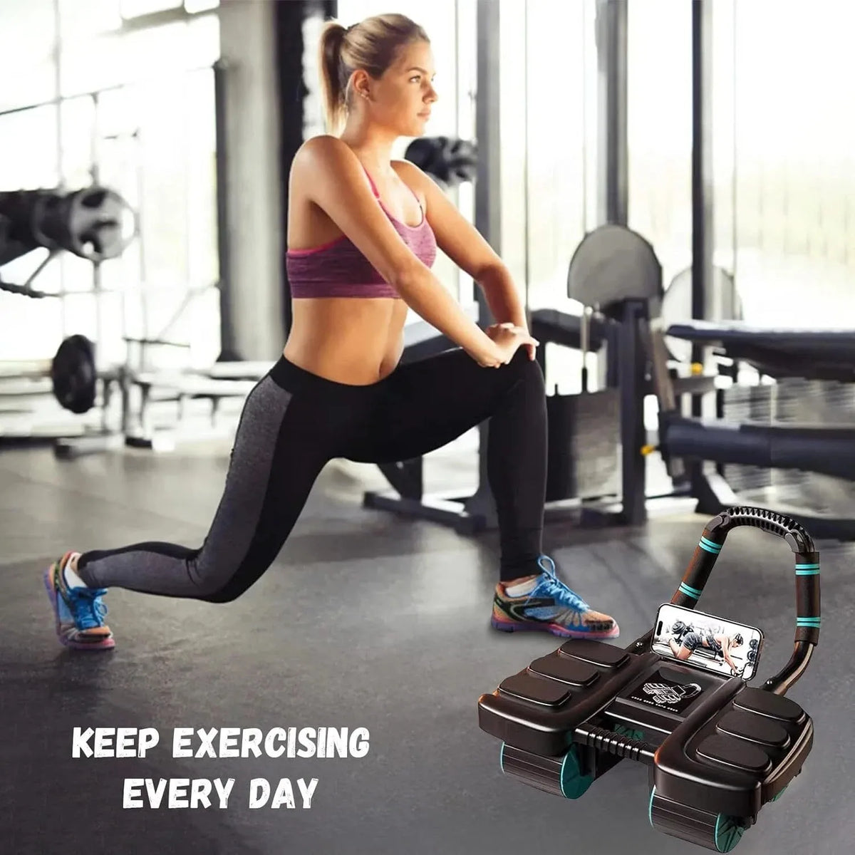 Automatic Rebound Ab Roller with Elbow Support and Brake 360x270x140mm Quiet Core Trainer Plastic Rubber