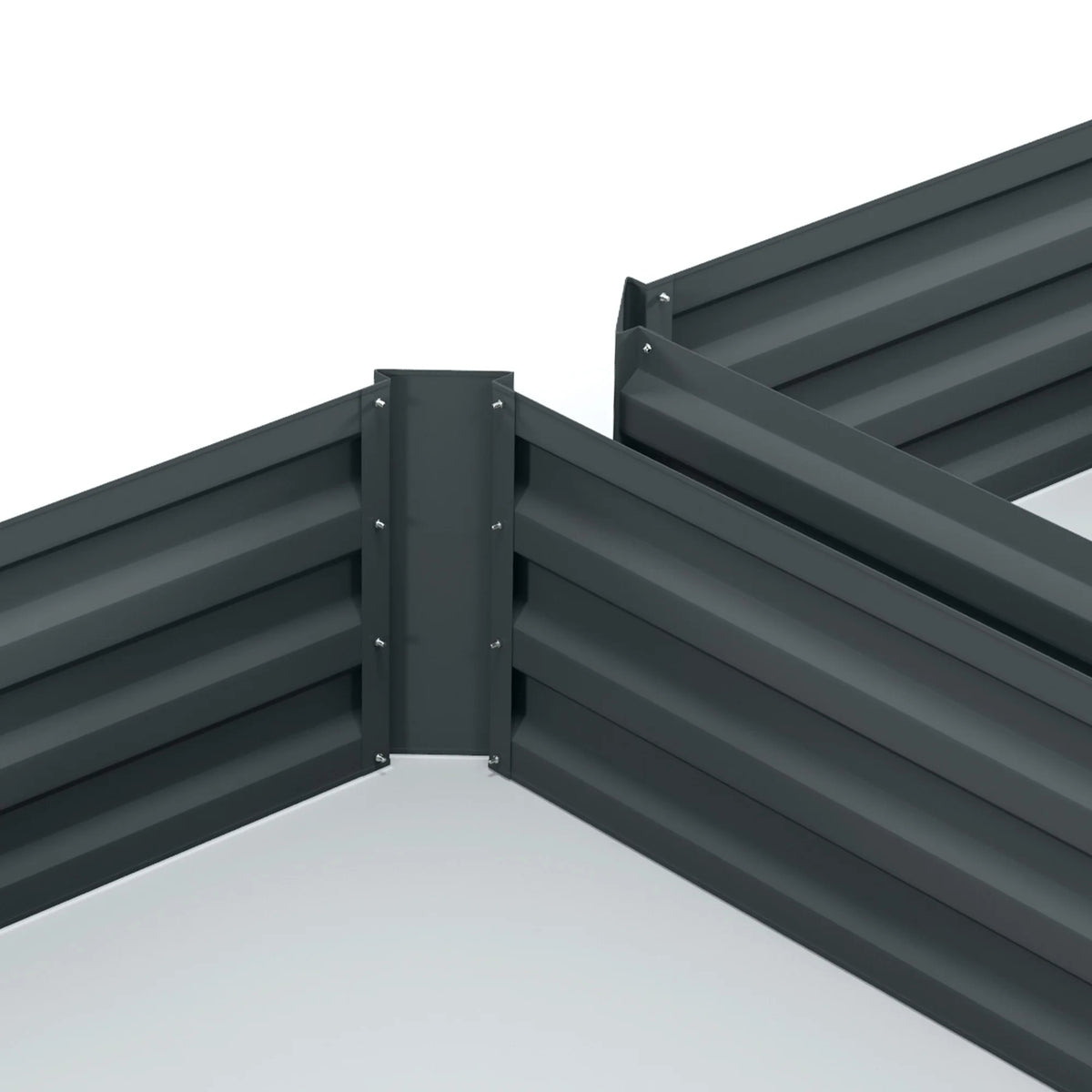 Set of 2 Raised Garden Beds 100x100cm Galvanised Steel Extra Deep Sides Open Bottom Powder Coated Dark Grey