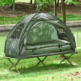 4-in-1 Foldable Solo Camping Tent with Sleeping Bag Air Mattress Camp Cot and Foot Pump for Hiking and Outdoor Use
