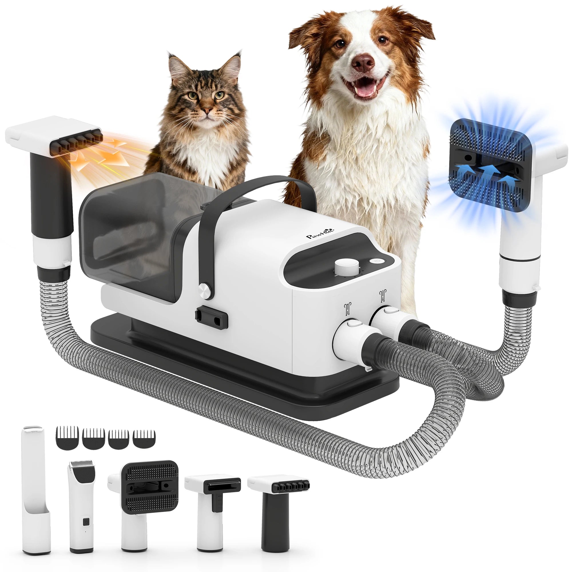 5-in-1 Dog Grooming Vacuum and Dryer with Electric Clipper Quiet Motor and Temperature Control for Home Pet Grooming
