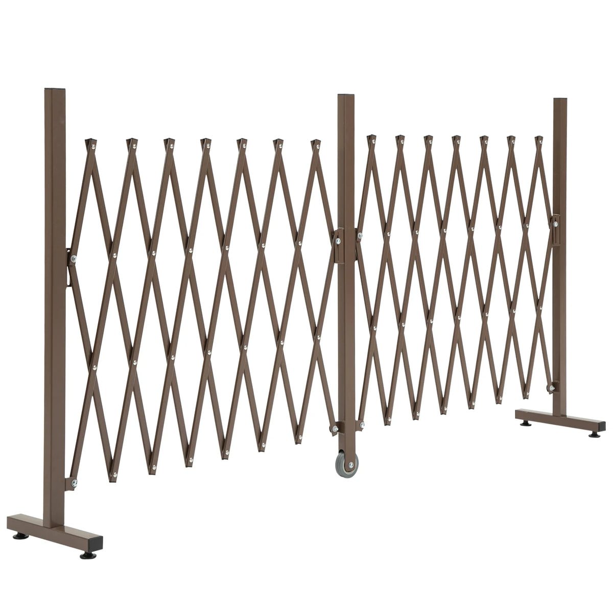 Expanding Fence Panel, Freestanding Aluminium Alloy Trellis Fence with Movable Scissor Grid and Wheel