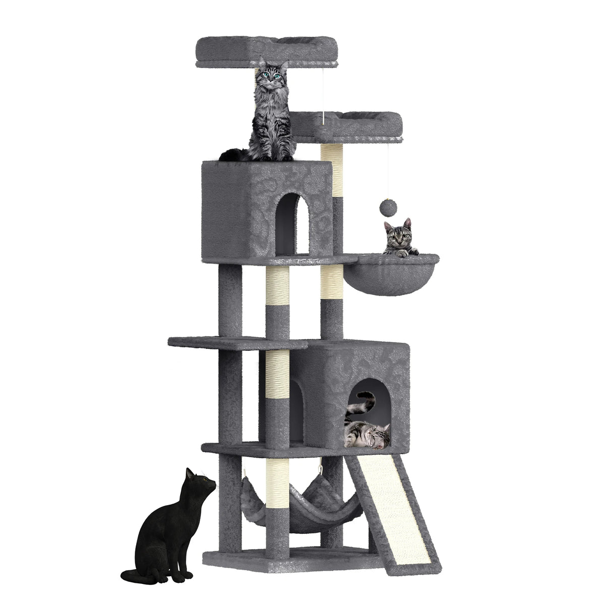 Dogat 158cm Multi-Level Cat Tree Scratching Board Post Perch Large Pet Playhouse for Multiple Cats