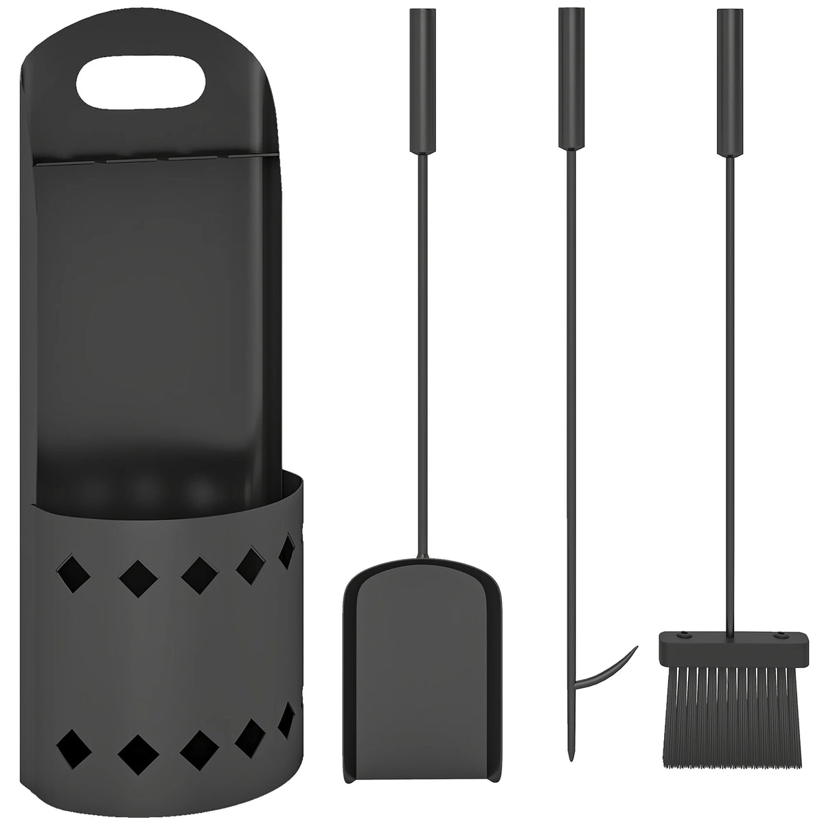 4 Pieces Fireplace Companion Set, Metal Fireplace Accessories, Black