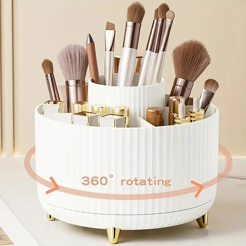 RONSLORE 360° Rotating Makeup Brush Holder | 5-Slot Desktop Organizer for Vanity & Bathroom