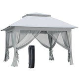 3.6 x 3.6m Pop-Up Gazebo with UPF50+ Canopy, Mesh Netting, 3-Level Adjustable Legs and Wheeled Carry Bag