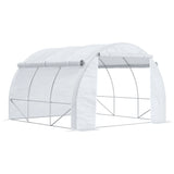 4 x 3m Walk-In Polytunnel Greenhouse with Roll-Up Sides, 8 Windows and Galvanised Steel Frame