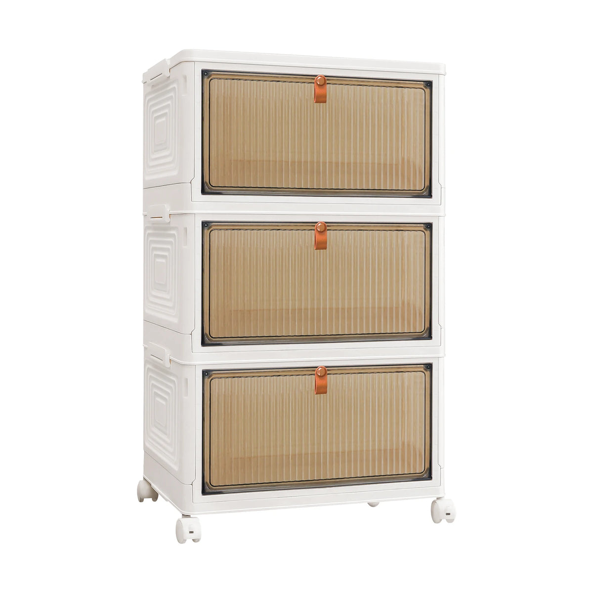 Stackable Storage Boxes with Lids 3 4 or 5 Tier 21L per Box Magnetic Front Door 4 Wheels 2 Locking PP