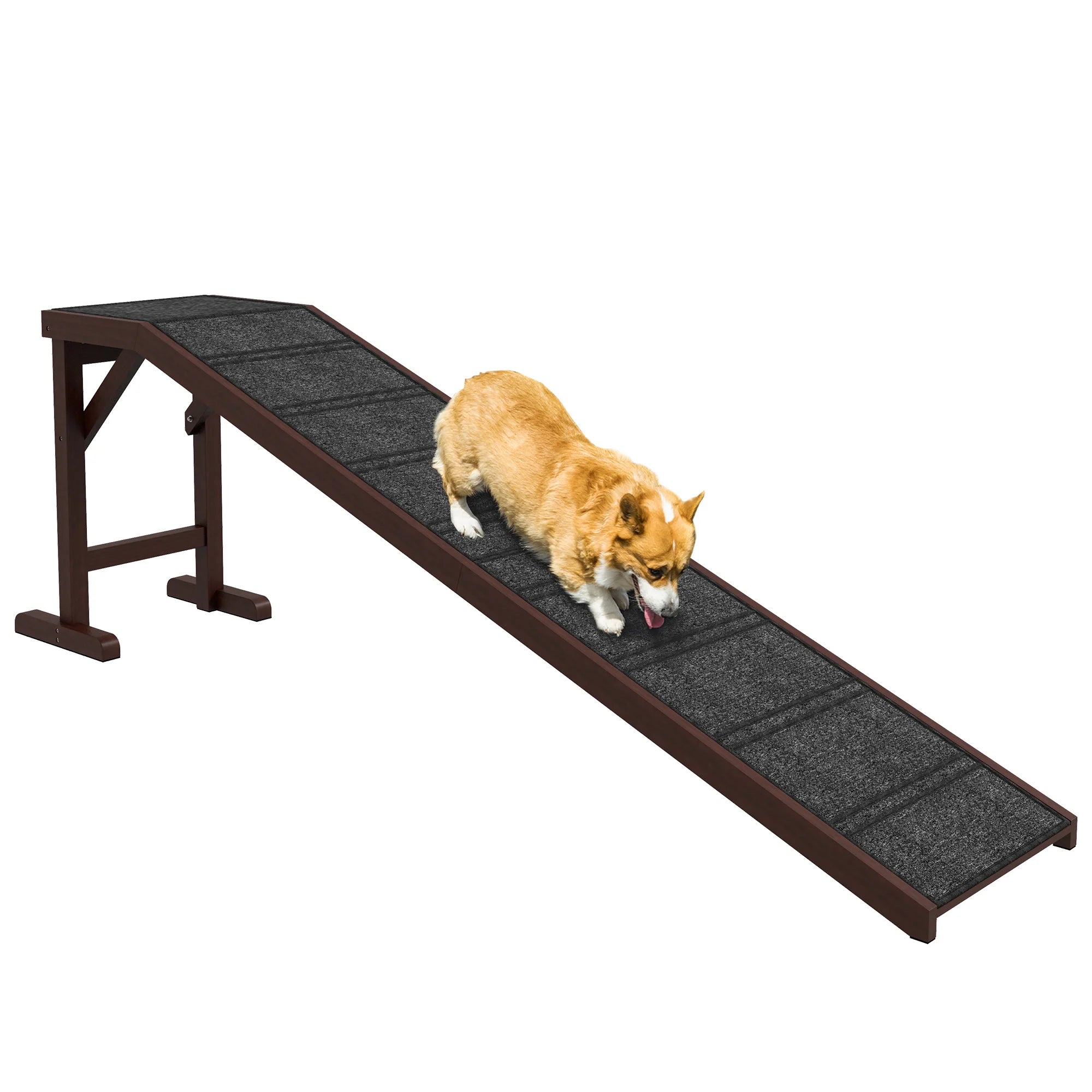 Pet Ramp for Dogs and Cats with Non-Slip Carpet Surface Solid Pine Wood for Bed Sofa and Everyday Use