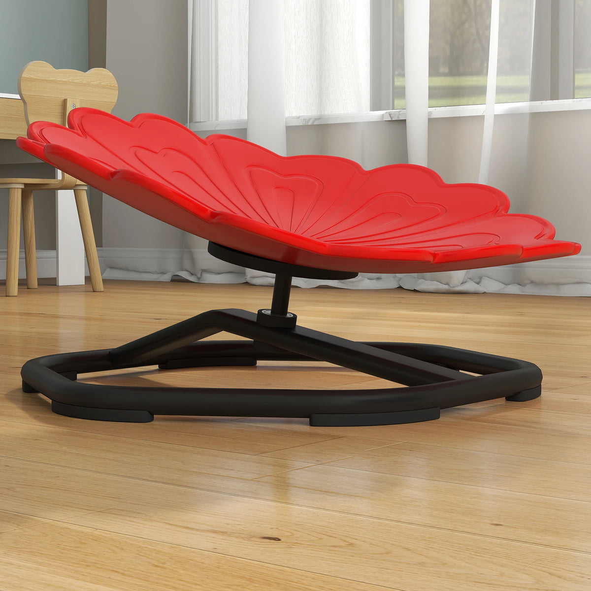 Sensory Spinning Chair for Kids 360 Degree Swivel Flower Shaped Seat with Anti Slip Strips Steel Base