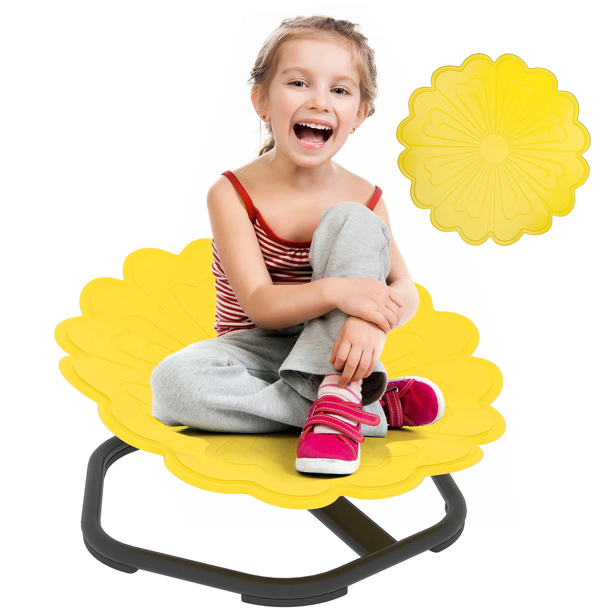 Sensory Spinning Chair for Kids 360 Degree Swivel Flower Shaped Seat with Anti Slip Strips Steel Base