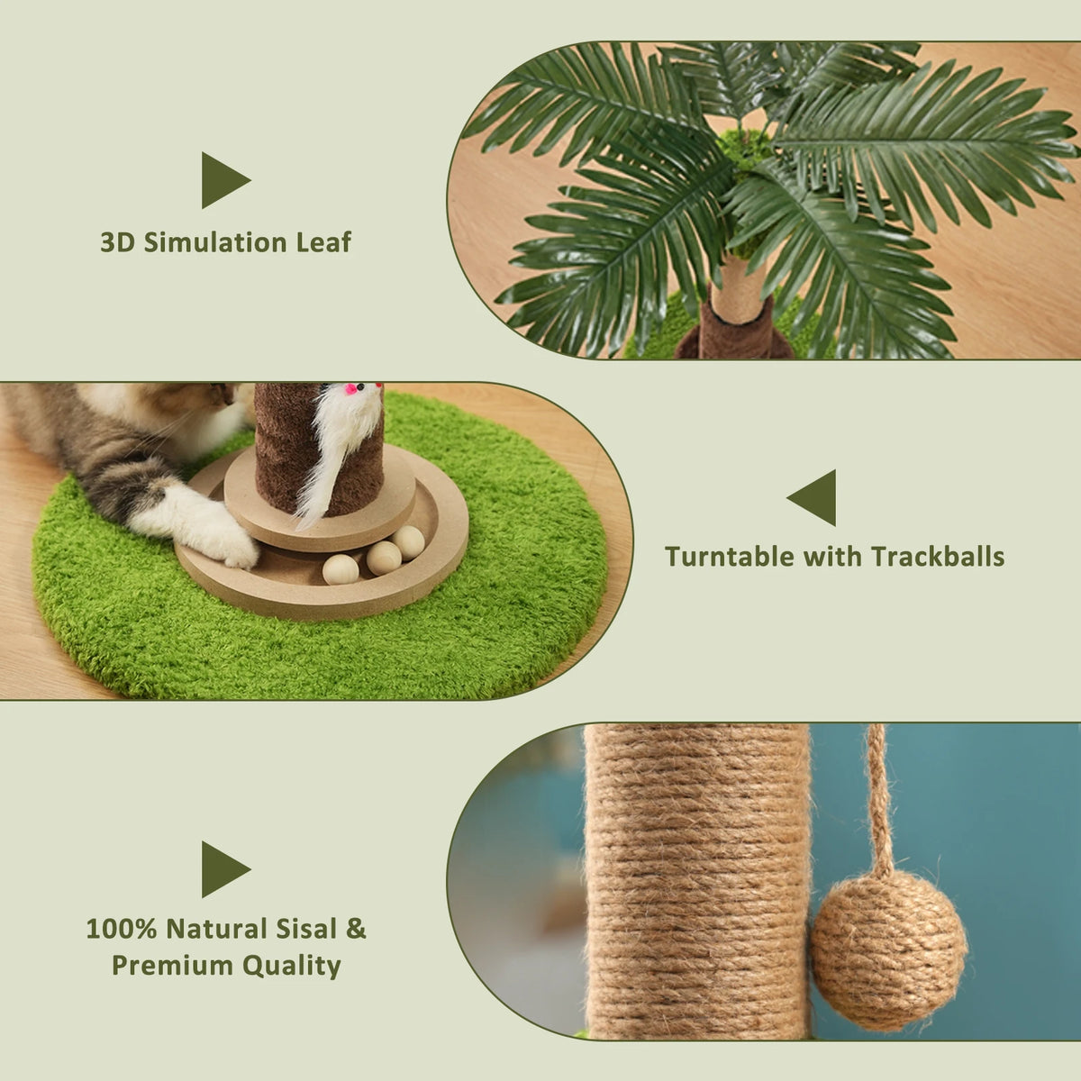 Tree Shaped Cat Scratching Post 56cm 93cm with Dangling Balls Spring Toys Rat Hole Sisal for Kittens Adult Cats