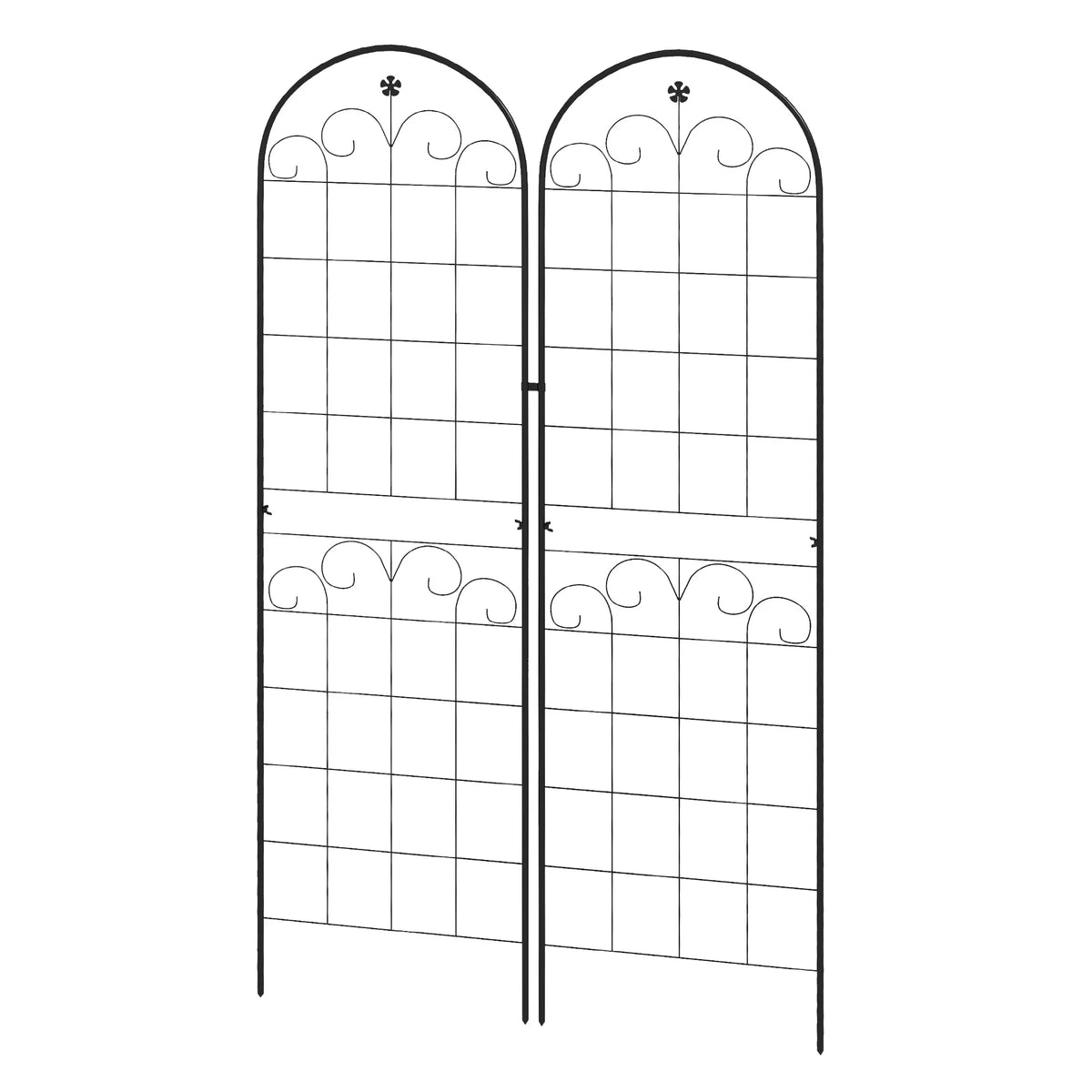 Set of 2 Garden Trellis, Metal Trellis for Climbing Plants, 50 x 180cm, Floral Design