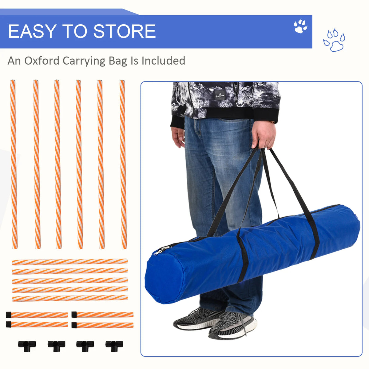 Dog Agility Weave Poles Training Set with Carry Bag and Whistle
