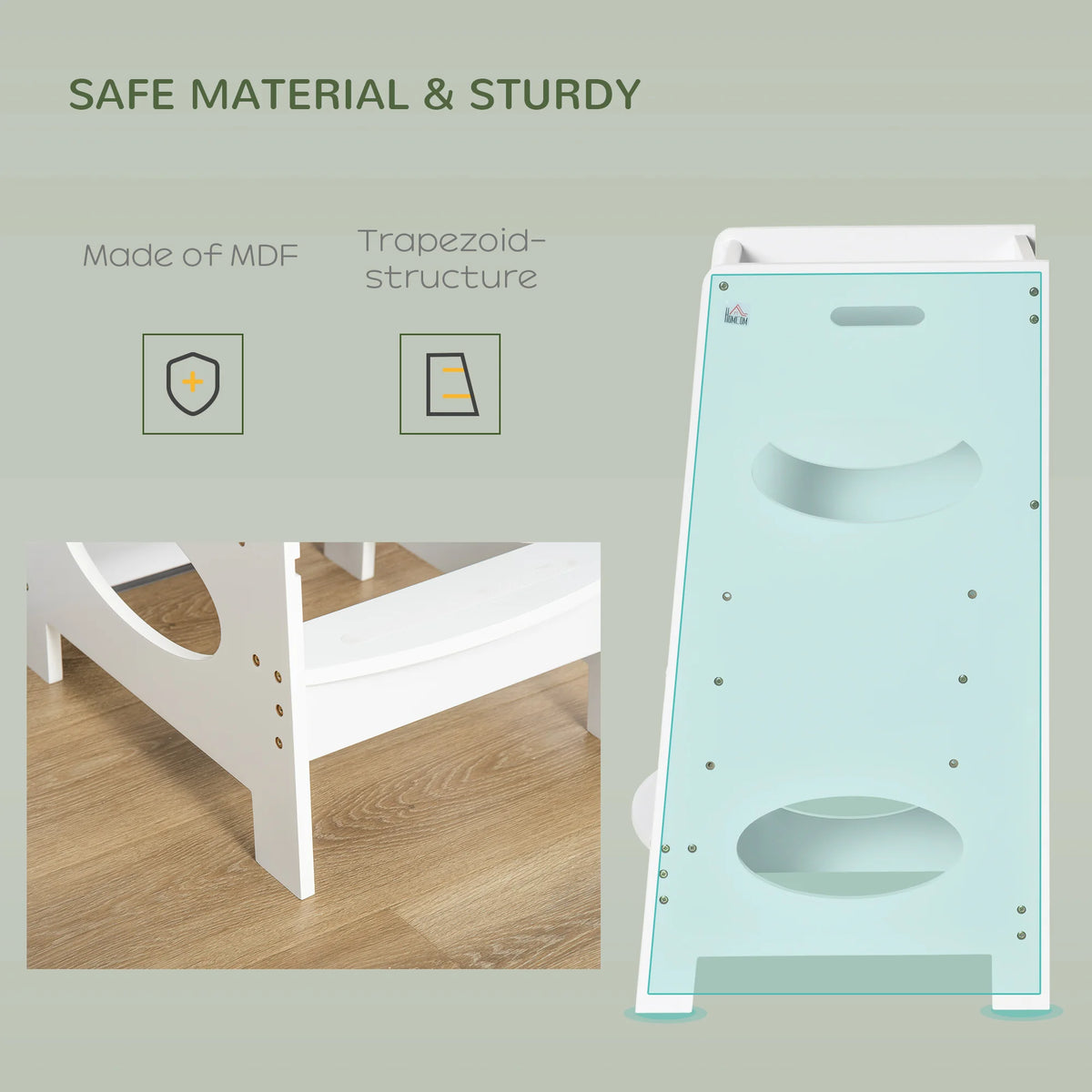 Toddler Step Stool Kids Adjustable Standing Tower with Safety Rail for Kitchen Counter