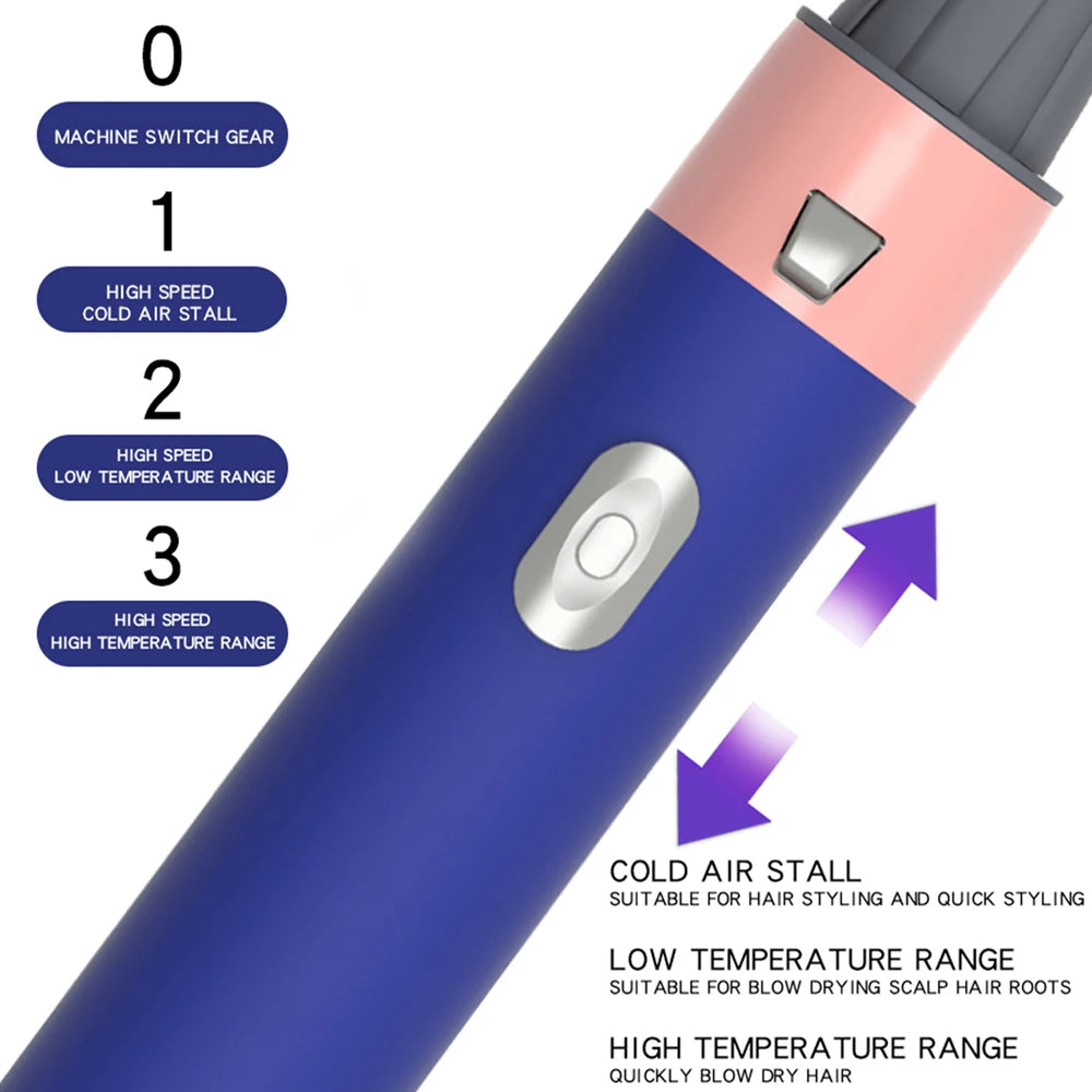 5 in 1 Hot Air Styler with Interchangeable Brush Heads, 3 Heat Settings, UK Plug, Pink