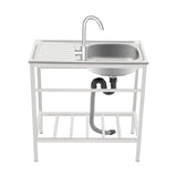 Freestanding Stainless Steel Kitchen Sink with Faucet & Storage Shelf – Single Bowl