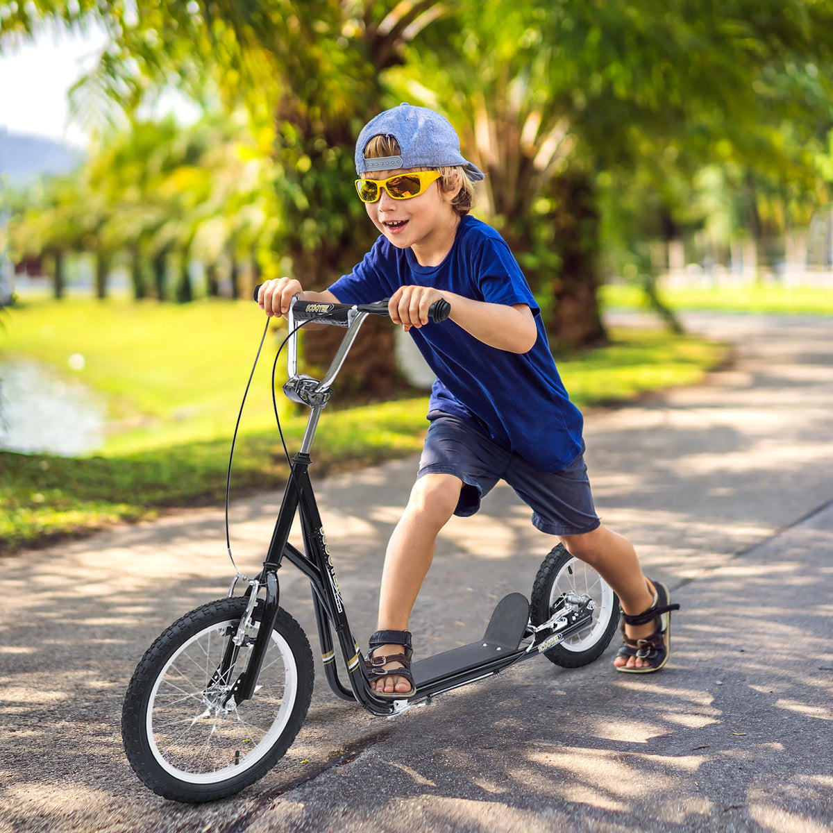 Teen Scooter Adjustable Height Dual Brakes Rubber Wheels Kickstand