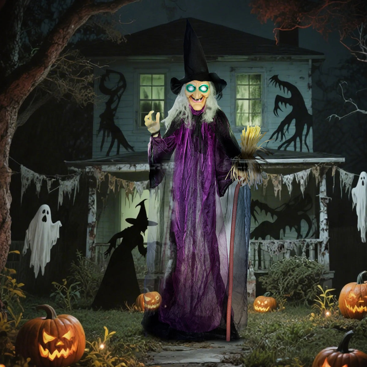 Steel frame and PP feet on a standing Halloween witch